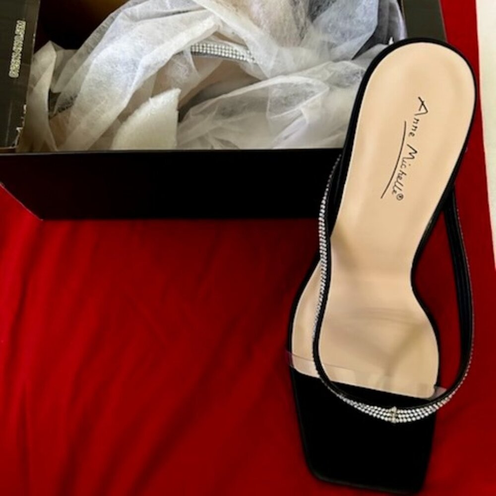 Rhinestone Square-Toe Mules